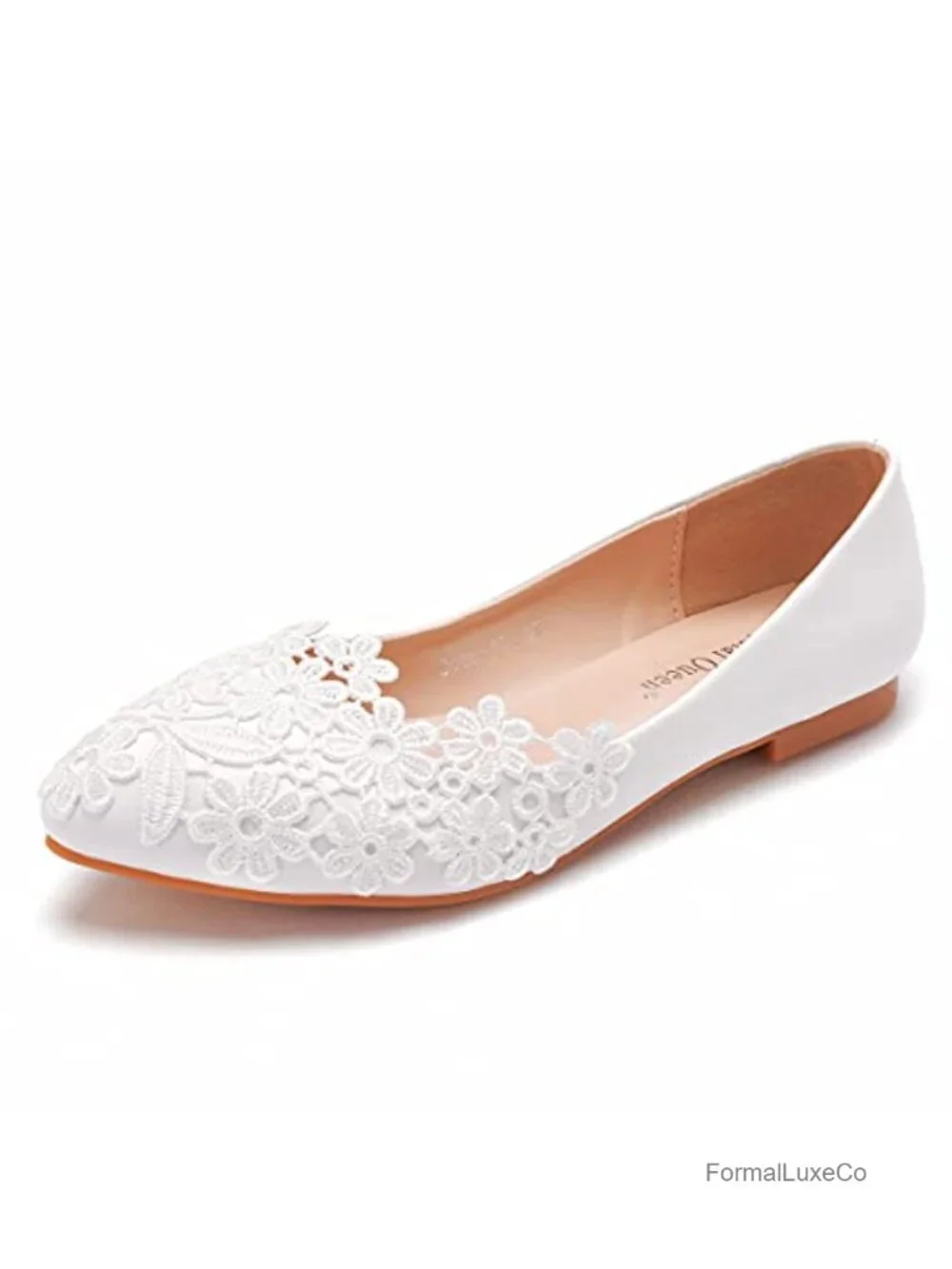 Wedding Lace Flats Pointed Toe Crystal Embellished Party Dance Shoes